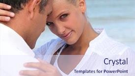  Presentation with heads - Colorful presentation design enhanced with age difference - couple heads joined at sea backdrop and a  colored foreground