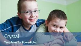  Presentation with two small brothers - Cool new PPT theme with age difference - two little brothers happy together backdrop and a ocean colored foreground