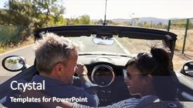  Presentation with diversity - Slides featuring age diversity - couple driving in open top background and a tawny brown colored foreground