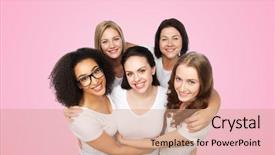  Presentation with diverse people - Beautiful PPT layouts featuring age diversity - friendship diverse body positive backdrop and a coral colored foreground
