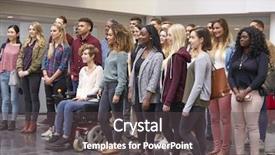  Presentation with university student internship - Presentation theme consisting of age diversity - student group standing in university background and a dark gray colored foreground