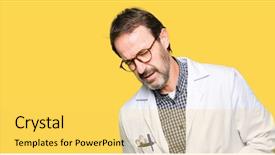  Presentation with stomach disease - PPT theme consisting of age doctor men wearing medical background and a yellow colored foreground