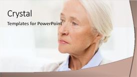  Presentation with sadness - Slide set consisting of people concept - senior woman background and a lemonade colored foreground