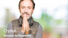  Presentation with mom praying hands - Slide set with age handsome man wearing winter background and a  colored foreground