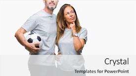  Presentation with question - Presentation theme having age hispanic couple holding football background and a white colored foreground