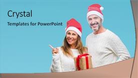  Presentation with age discrimination images - Slide set with age hispanic couple wearing christmas background and a  colored foreground