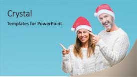  Presentation with couple - Presentation theme with age hispanic couple wearing christmas background and a light blue colored foreground