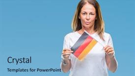  Presentation with hispanic - Audience pleasing slide set consisting of age hispanic woman holding flag backdrop and a light blue colored foreground