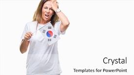  Presentation with korea flag - Beautiful slides featuring age hispanic woman holding flag backdrop and a  colored foreground