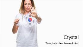  Presentation with korea flag - Slide set consisting of age hispanic woman holding flag background and a white colored foreground