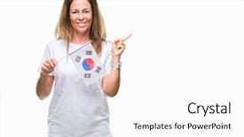  Presentation with korea flag - Audience pleasing slide set consisting of age hispanic woman holding flag backdrop and a white colored foreground