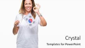  Presentation with korea flag - Slides consisting of age hispanic woman holding flag background and a white colored foreground