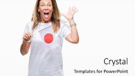  Presentation with japan flag - PPT theme having age hispanic woman holding flag background and a  colored foreground