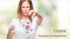  Presentation with korea flag - Amazing slide set having age hispanic woman holding flag backdrop and a  colored foreground