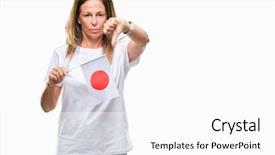  Presentation with japan flag - PPT theme enhanced with age hispanic woman holding flag background and a white colored foreground