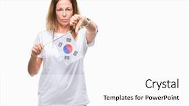  Presentation with korea flag - Amazing slides having age hispanic woman holding flag backdrop and a white colored foreground