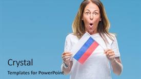  Presentation with russia flag - Theme consisting of age hispanic woman holding flag background and a  colored foreground