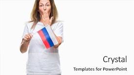  Presentation with russia flag - Audience pleasing PPT layouts consisting of age hispanic woman holding flag backdrop and a white colored foreground