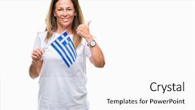  Presentation with green thumb garden - PPT layouts having age hispanic woman holding flag background and a  colored foreground