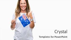  Presentation with hispanic - PPT theme featuring age hispanic woman holding flag background and a white colored foreground