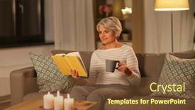  Presentation with coffee book - Presentation design consisting of age-leisure-and-people-concept background and a tawny brown colored foreground