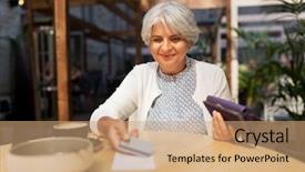  Presentation with old age - Theme featuring age leisure payment and finance background and a coral colored foreground