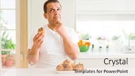  Presentation with chocolate chip - Amazing slide deck having age man eating chocolate chip backdrop and a lemonade colored foreground