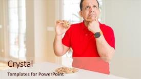  Presentation with chocolate - Slide deck having age man eating chocolate chip background and a lemonade colored foreground