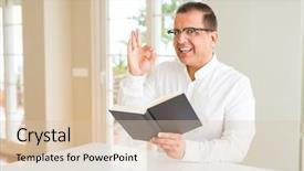  Presentation with book glasses - Slide deck enhanced with age man reading a book background and a lemonade colored foreground