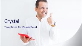  Presentation with digital lines swirls - Beautiful theme featuring age man using digital table backdrop and a sky blue colored foreground