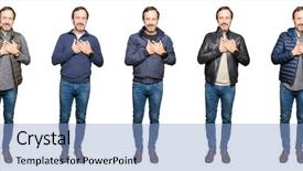  Presentation with man head in hands - PPT theme having age man wearing different look background and a light blue colored foreground