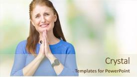  Presentation with together puzzle pieces beautiful - Beautiful theme featuring age mature woman wearing winter backdrop and a  colored foreground