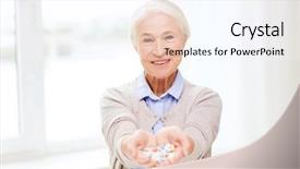  Presentation with home health care - Colorful presentation enhanced with medication older person - age medicine health care backdrop and a cool aqua colored foreground