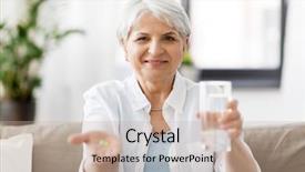  Presentation with water glass - PPT theme enhanced with age medicine healthcare and people background and a mint green colored foreground