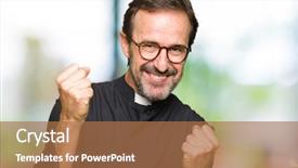  Presentation with celebration - Slide set with age priest man wearing catholic background and a coral colored foreground