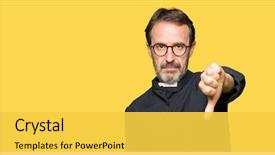  Presentation with negative - Colorful presentation theme enhanced with age priest man wearing catholic backdrop and a yellow colored foreground