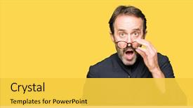  Presentation with face expression recognition - Theme having age priest man wearing catholic background and a yellow colored foreground