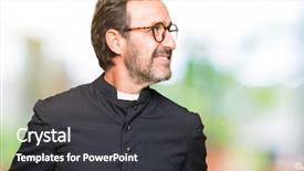  Presentation with man in nature - Presentation design with age priest man wearing catholic background and a dark gray colored foreground