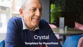  Presentation with happy retirement - Slides consisting of age senior man drinking coffee background and a wine colored foreground