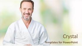  Presentation with stone cross all things work together - Beautiful slide deck featuring age senior man wearing kimono backdrop and a soft green colored foreground