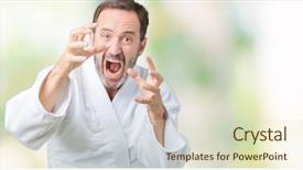  Presentation with kimono - Amazing slide deck having age senior man wearing kimono backdrop and a soft green colored foreground