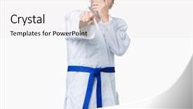  Presentation with kimono - Cool new slides with age senior man wearing kimono backdrop and a white colored foreground