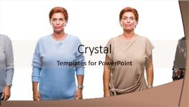  Presentation with collage - Presentation enhanced with age senior woman over white background and a  colored foreground