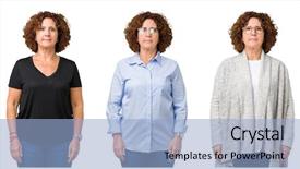  Presentation with simple minimalist white - Audience pleasing presentation theme consisting of age senior woman over white backdrop and a  colored foreground