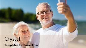  Presentation with people mobile technology - Beautiful presentation design featuring age travel technology and people backdrop and a lemonade colored foreground