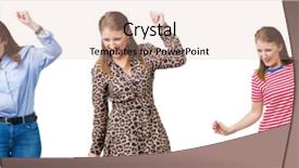  Presentation with listening woman - Presentation theme enhanced with age woman over isolated background background and a coral colored foreground