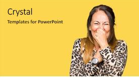  Presentation with animal print - Beautiful PPT theme featuring age woman wearing leopard animal backdrop and a yellow colored foreground