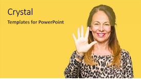  Presentation with animal print - PPT layouts consisting of age woman wearing leopard animal background and a yellow colored foreground