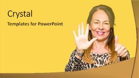  Presentation with animal print - Cool new PPT theme with age woman wearing leopard animal backdrop and a yellow colored foreground