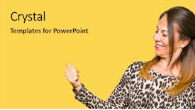  Presentation with animal print - PPT layouts with age woman wearing leopard animal background and a light gray colored foreground